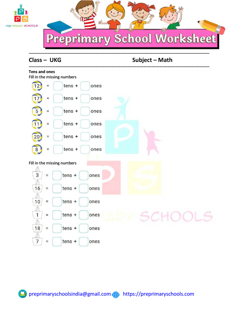 Concept Of Tens And Ones Math Worksheet For UKG