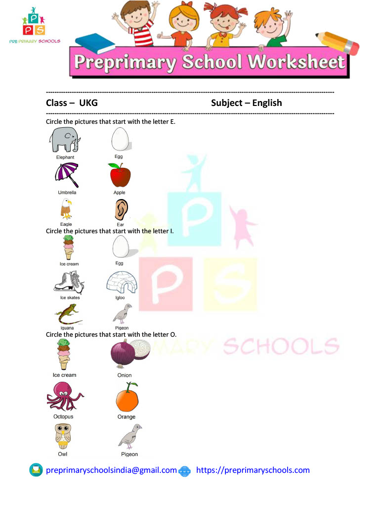 Beginning Vowels Worksheet For UKG