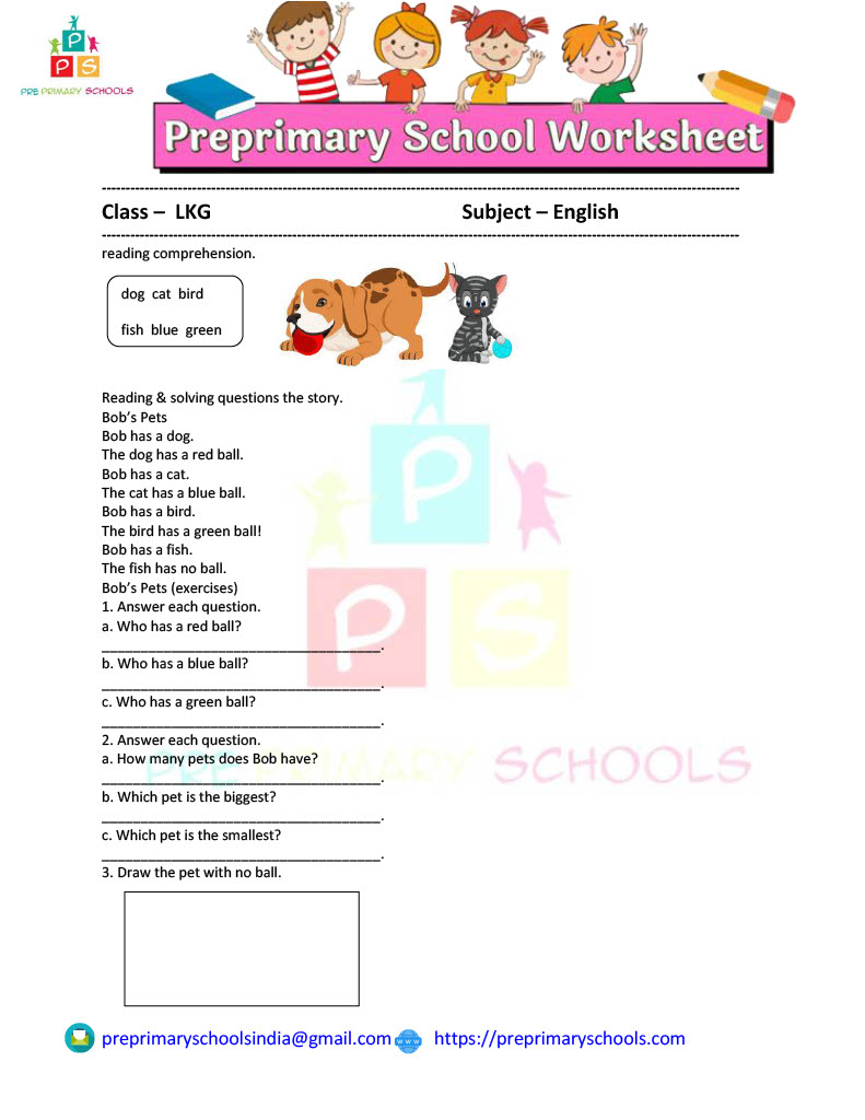Reading comprehension is the ability to process text, understand its meaning, and to integrate with what the reader already knows.This worksheets helps for kindergarten reading comprehension exercises.
