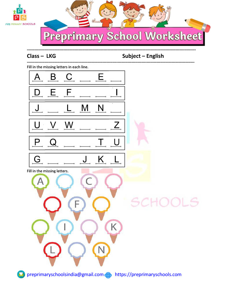 Kids have to write in the missing letters in their correct order to complete these alphabet puzzles. Improve Your Child's Creative Expression With Our Learning Worksheets. 