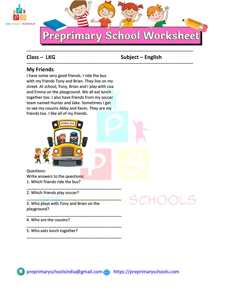 Our kindergarten comprehension worksheet include simple story with exercises for beginning readers.Each passage or short story is followed by questions focused on recalling information directly from the text.