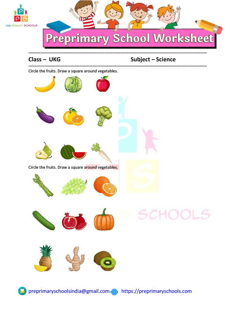 Fruit Vegetable Worksheet For UKG